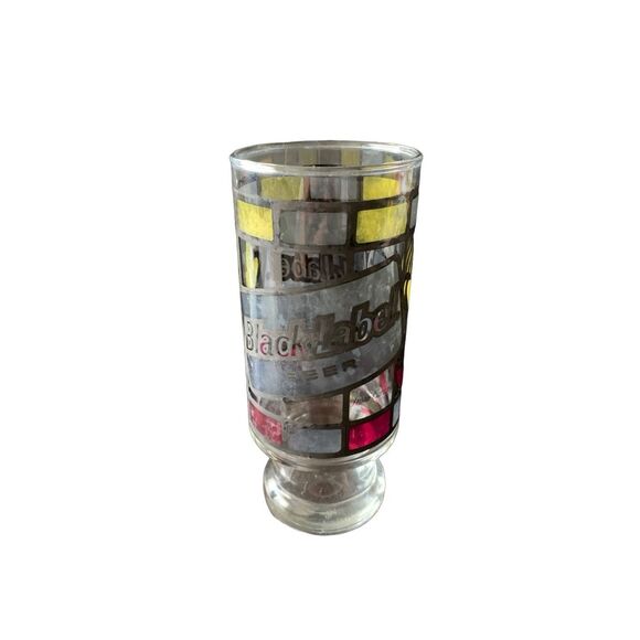 Vintage Black Label Beer Glass: Stained Glass Art Deco By Carling Tiffany Vibe - Picture 1 of 11